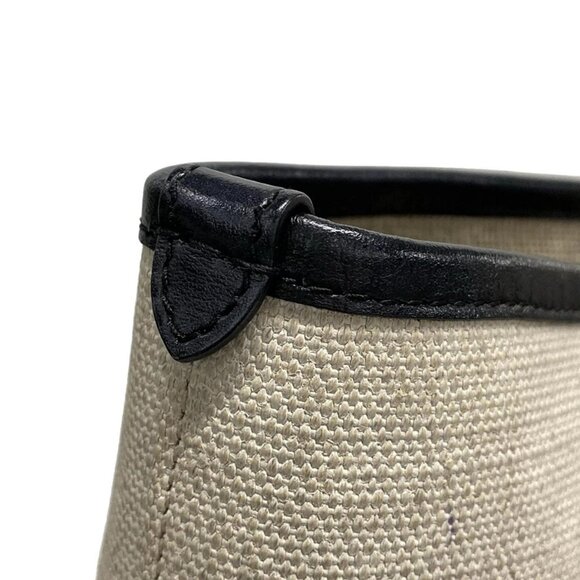 Auth SAINT LAURENT PARIS Teddy 551595 Cream Black Linen Canvas Leather Tote Bag - Picture 15 of 16